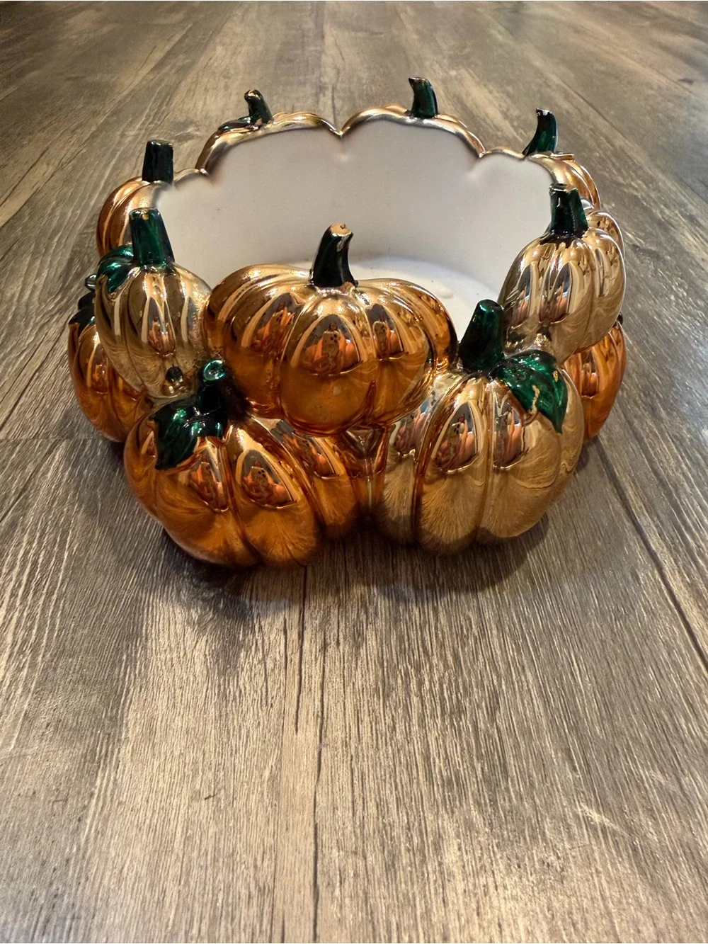Bath & Body Works Pumpkin Patch Metallic 3 Wick Candle Holder Fall Halloween